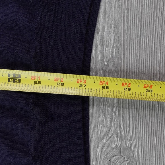 Peter Millar Merino Wool Lyocell Sweater Men's Large Navy V-Neck Pullover - Picture 7 of 8